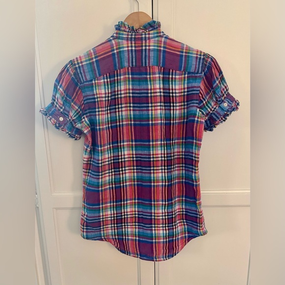Polo by Ralph Lauren Ruffle-Trim Plaid Linen Shirt - Picture 8 of 8